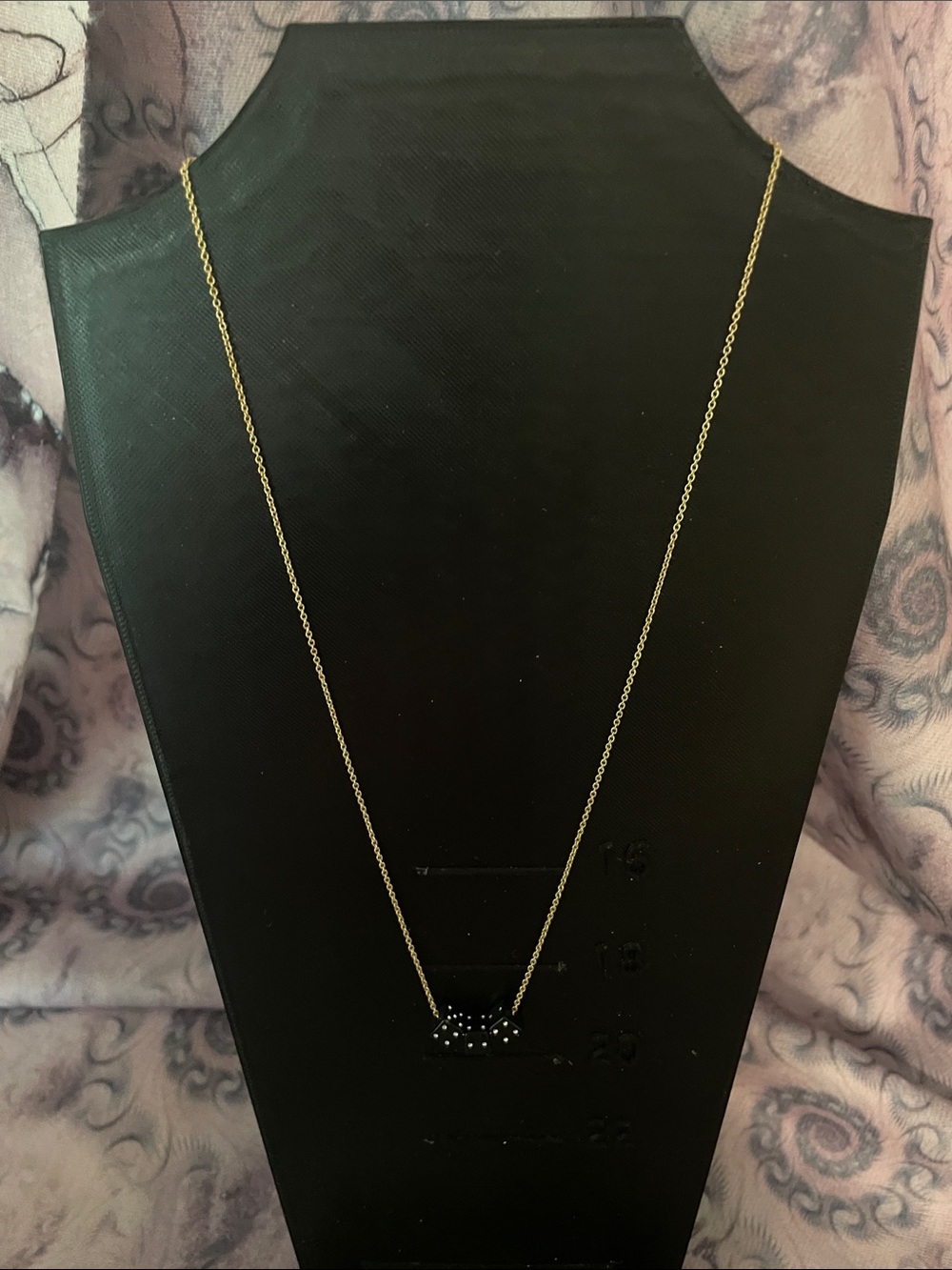 Gold Tone Necklace with Black and White Dice